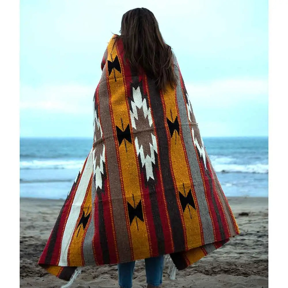 West Path | Custom Diamond 100% Wool Mexican Blanket