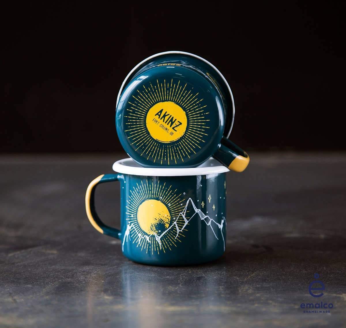 Akins | Mountain Views Enamel Camp Mug, Mugs, Akinz, Defiance Outdoor Gear Co.