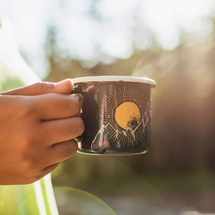 Akins | Mountain Views Enamel Camp Mug, Mugs, Akinz, Defiance Outdoor Gear Co.