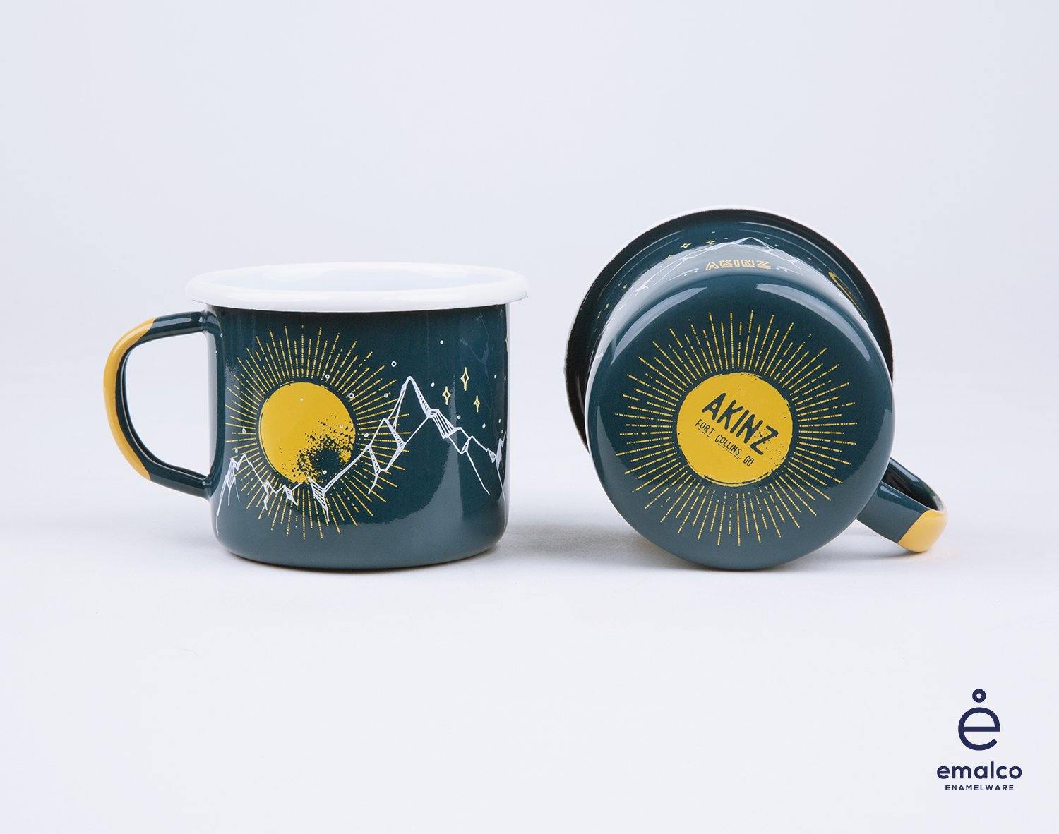 Akins | Mountain Views Enamel Camp Mug, Mugs, Akinz, Defiance Outdoor Gear Co.