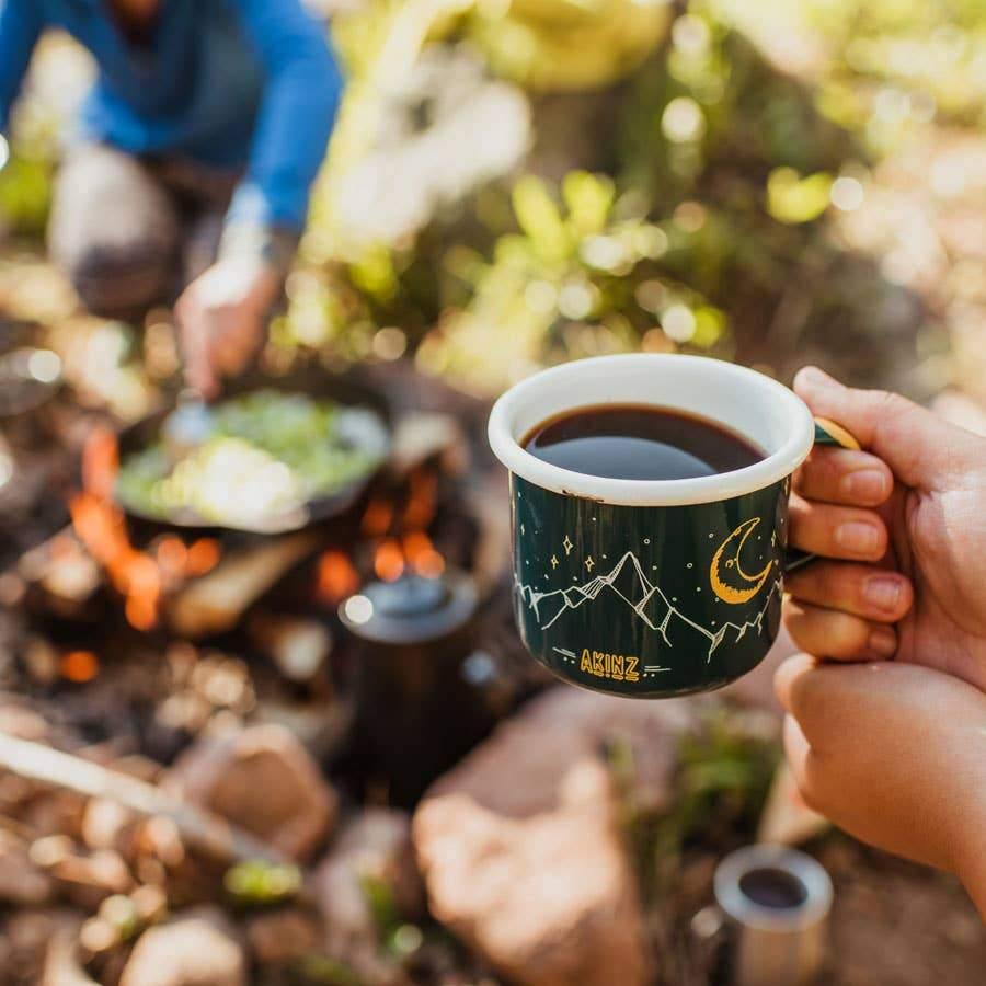 Akins | Mountain Views Enamel Camp Mug, Mugs, Akinz, Defiance Outdoor Gear Co.