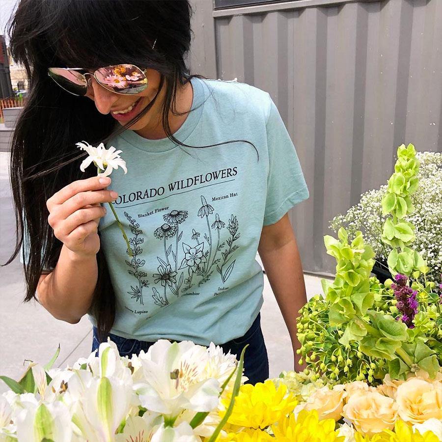 Akinz | Colorado Wildflowers Fitted Women's T-Shirt - Turquoise, T-Shirts, Akinz, Defiance Outdoor Gear Co.
