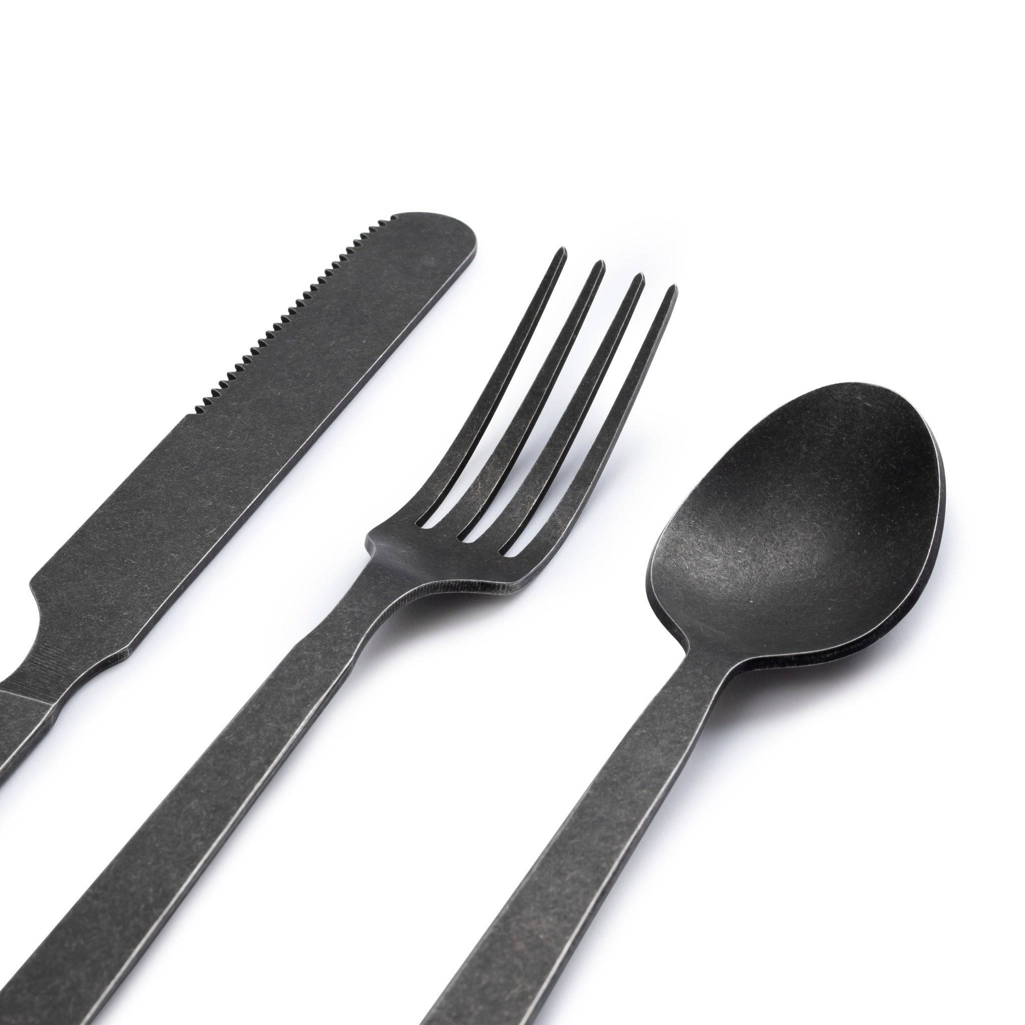 Barebones | Flatware Camping Cutlery Set With Fork, Knife, & Spoon - Matte Black, Cutlery, Barebones, Defiance Outdoor Gear Co.