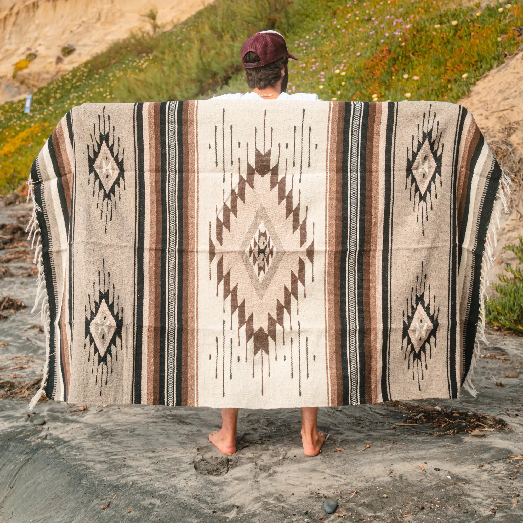 West Path | Brown Diamond 100% Wool Mexican Blanket