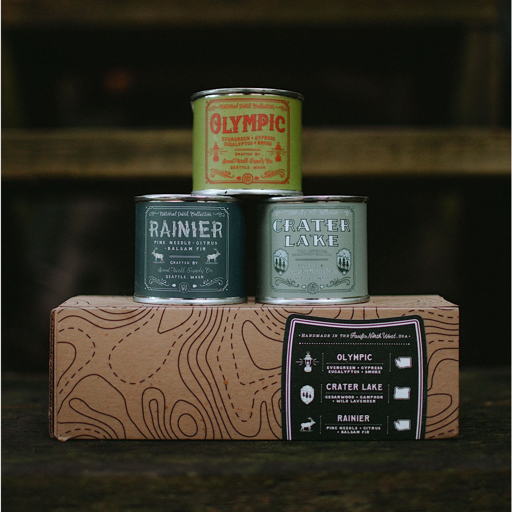 Good & Well Supply Co. | National Parks of the Pacific Northwest Mini Candle Gift Set, Candles, Good & Well Supply Co., Defiance Outdoor Gear Co.