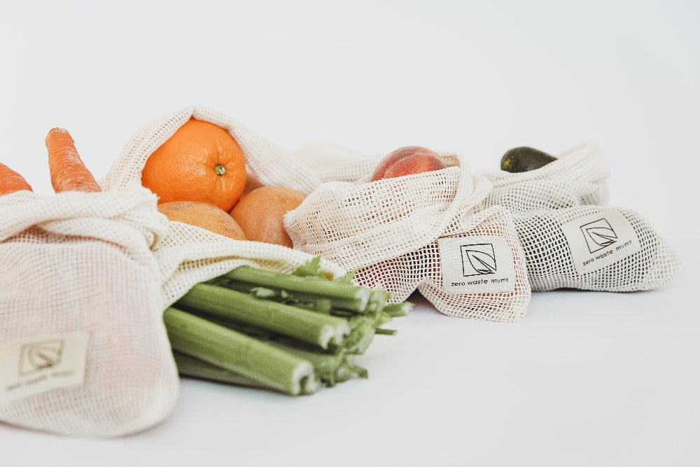 Zero Waste MVMT |  Organic Mesh Reusable Produce Bags Set For Grocery Shopping - Six Pack, produce bags, Zero Waste MVMT, Defiance Outdoor Gear Co.