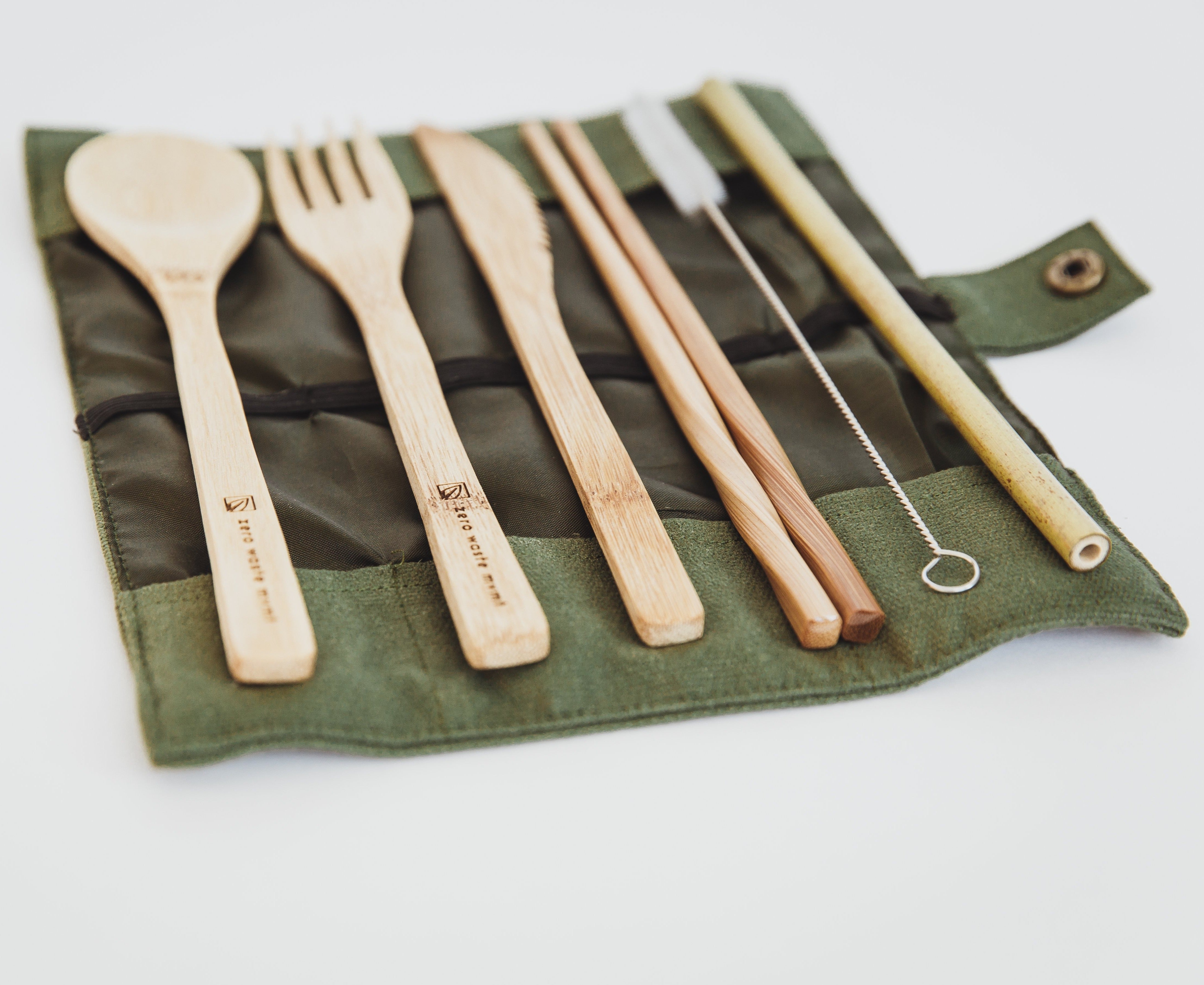 Zero Waste MVMT | Travel Bamboo Utensil Set With Spoon, Fork, Knife, Chopsticks, Straw, & Cleaning Brush, Camping Cookware, Wowe, Defiance Outdoor Gear Co.